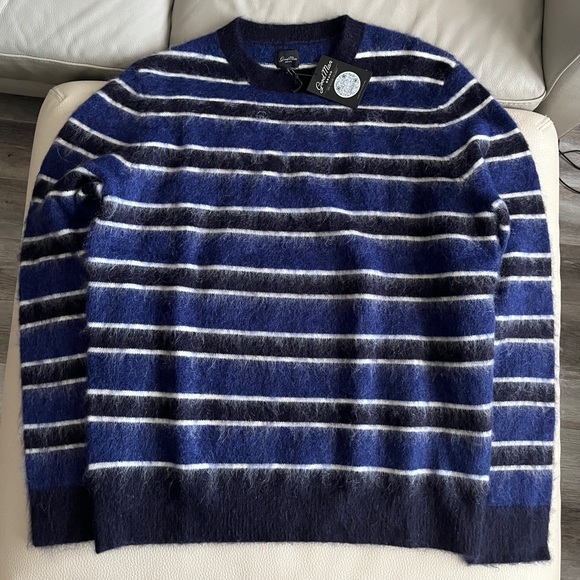 NWT - Good Man Brand Men’s Mohair Wool Blended Striped Sweater - Size L - Picture 2 of 8